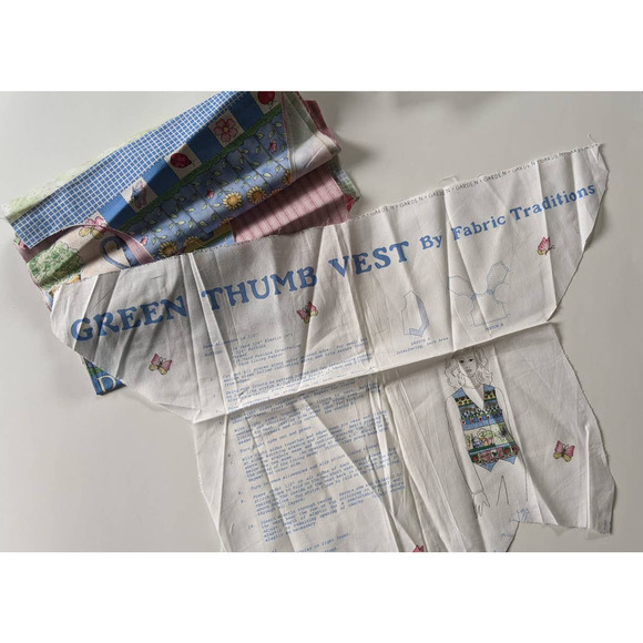 Vintage 90's Green Thumb Vest by Fabric Traditions Garden Themed Fabric Panel - Picture 5 of 5